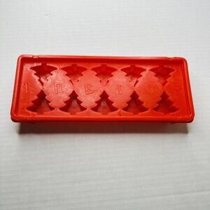 Christmas Tree Ice Cube Tray Mold 10 Holes Red Hard Plastic Holiday Fun